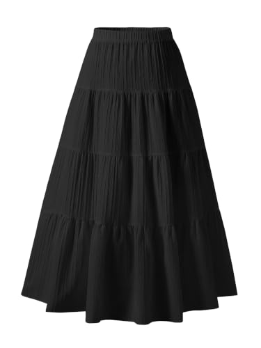 Image of Girls Tiered Maxi Skirt Boho Flowy Peasant Long Skirt for Kid 7-14