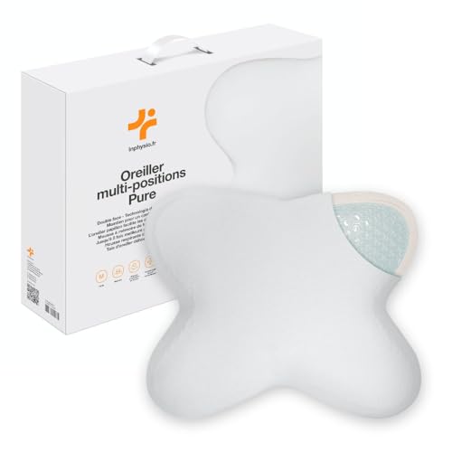 Inphysio® - Oreiller Ergonomique Cervical - Oreiller Mousse à Memoire de Forme - Oreiller Gel Rafraichissant - Coussin Orthopédique Multiposition - Oreiller Double...