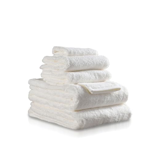 Delilah Home - 100% Organic Bath Towel Set, Ultra-Soft, & Absorbent Turkish Organic Cotton Spa Towels - Eco-Friendly & Vegan (Two Pieces Each 13x13, 16x30, 30x54) Pack of 6, White
