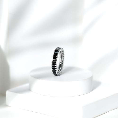 Certified Lab Grown Black Diamond Eternity Band, AAAA Quality, Black Diamond Anniversary Ring (Ready to Gift)3