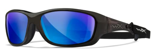 Wiley X WX Gravity Captivate Polarized Sunglasses, Safety Glasses for Men and Women, UV Eye Protection for Fishing Black Crystal Frames, Blue Mirror Tinted Lenses3