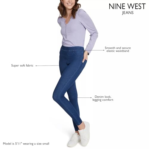 Nine West Women's Classic Denim Leggings, Jeggings for Women with Front and Back Pockets, Mid Rise Skinny Stretch Jeans - Medium Indigo Medium4
