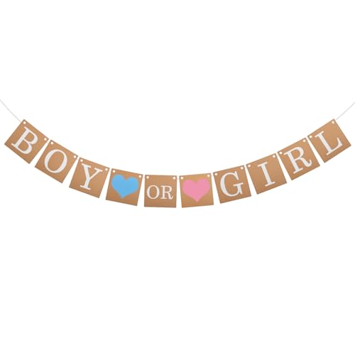 BestoFun Bannière pour garçon ou fille Décoration Gender Reveal Fête Marron Guirlande Baby Shower Bannière Fille ou Garçon Pour Gender Reveal Party...
