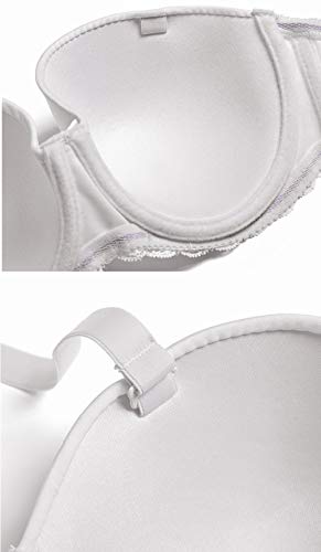 Strapless Clear Back Halter Bra Invisible Strap Backless Lightly Padded Brassiere for Wedding Bridesmaid Dress White, 38D