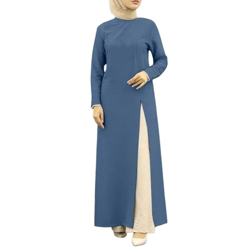Robe Musulmane Femme Turque,Robe De Priere Femme Musulmane avec Hijab À Manches Longues Vêtements Ethnique Islamique Style Moyen-Orient Imprimé...