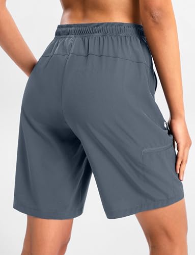 Cyasundent Women's 7" Hiking Cargo Shorts Lightweight Stretch Quick Dry Athletic Golf Summer Bermuda Shorts for Women (Dark Grey_L) — view 2