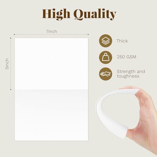 Goefun Blank Note Cards and Envelopes 5 x 7 Folded Cardstock and A7 Envelopes Self Seal 100 Pack for Invitations, Wedding, DIY Greeting Cards, Birthday - Thumbnail 3
