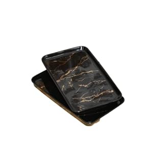 2-delige set Lena tafelservies, gemarmerd, zwart