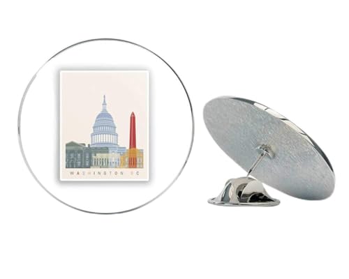 Washington DC Skyline Round Metal 0.75