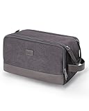 wandf beauty case da viaggio per donna uomo, borsa da toilette idrorepellente,grande borsa cosmetici per accessori da barba,borsa da bagno con manico in pu(grigio, in attesa di brevetto)