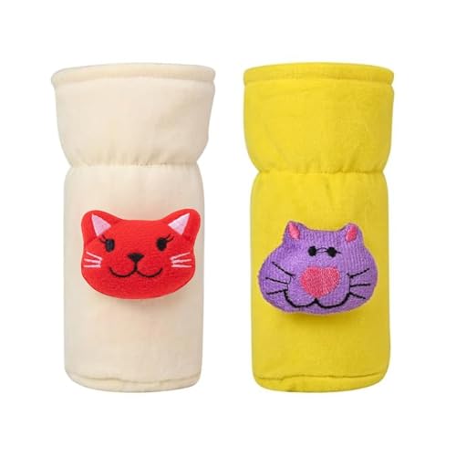 Image of Soft Plush Stretchable Baby Feeding Bottle Cover Easy to Hold Strap with Cute Animated Cartoon| Suitable for 60-125 Ml Feeding Bottle (Cream-Yellow)
