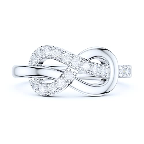 Real Sterling Silver Thick Tie The Infinity Love Knot Simulated Diamond or Genuine Moissanite Intertwined Ring Promise Ring2