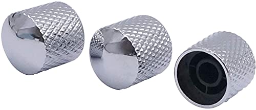 Bouton de volume guitare électrique basse dôme métal silver pour axe potentiomètre 6mm