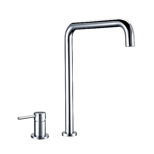 RBYRLDSTY Grifo de Cocina Giratorio de 360 ​​Grados, de latón Macizo, con Doble Orificio, Monomando, Negro Mate, en Forma de L, for Lavabo de Cocina