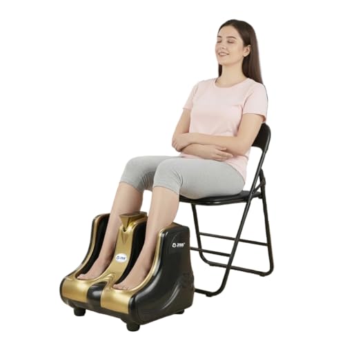 Image of JSB HF04 Pro Leg Foot and Calf Massager Machine for Pain Relief | 4 Motors | Kneading + Heat + Rollers (Golden)
