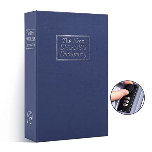 Buchtresor mit Kombinationsschloss, Ohuhu Buchsafe mit Zahlenschloss, Tresor für Zuhause, Book Safe Buch Tresor im Bücherregal für Schlüssel, Geld und Schmuck, Geschenk für Familie Freunde (Blau)