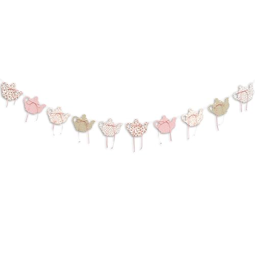 SOLUXIKA Tea Party Decoration Banner Vintage Garden Teapot Decor, Floral and Gingham Pattern Tea Cup Banner,Tea Party Supplies for Girls, Princesses, Parties, Bridal Showers, Birthday Decor