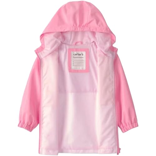 Image of Carter's Toddler & Little Girls' Midweight Fleece Lined Hooded Raincoat Rain Jacket | Lightweight rain coat; Jersey-lined hood for better staying power; Pockets