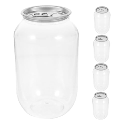 CHICAMPERA 5個 大容量 透明飲料容器 再利用可能な キャップ付き 冷飲料ボトル ジュース ミルクティー 炭酸水に適した 軽量 持ち運び簡単な