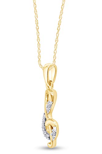 AFFY Treble G Clef Music Note Cubic Zirconia Pendant in 14K Gold Over Sterling Silver2