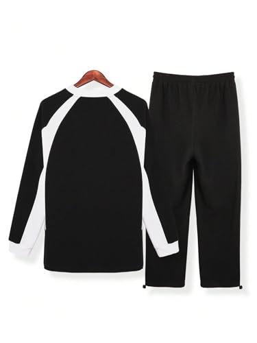 Men's 2 Piece Sweat Set Long Sleeve Letter Graphic Sweatshirts and Drawstring Waist Baggy Sweatpants2