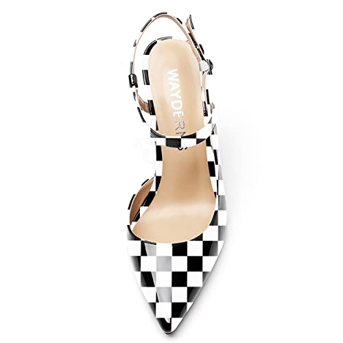 WAYDERNS Women's Slingback Patent Pointed Toe Ankle Strap Buckle Stiletto High Heel Pumps Shoes 4 Inch3