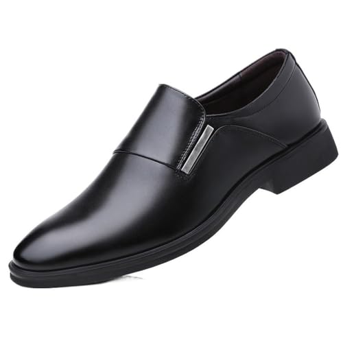 Dress Oxford Formal Shoes for Men Slip On Round Cap Toe Patent Leather PU Leather Non Slip Resistant Anti-Slip Rubber Sole Casual