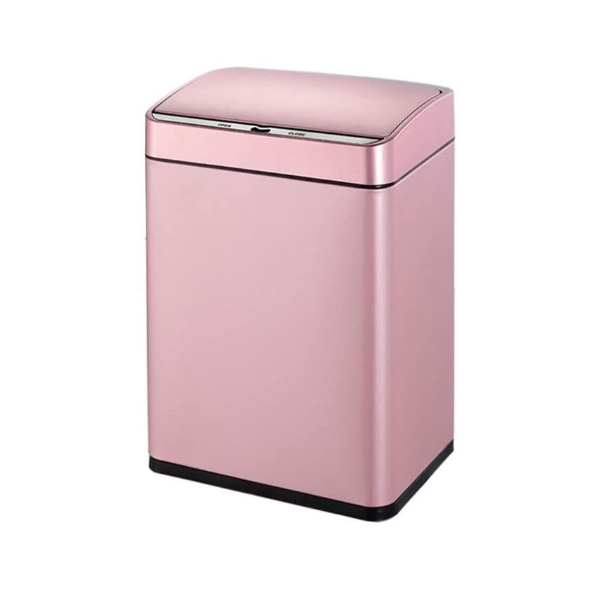 GBEVAUEIO Recycling Bins 12L Large Garbage Storage Bin Kitchen Living Room Smart Sensor Trash Can Metal Garbage Can Waste Paper Basket(Pink)