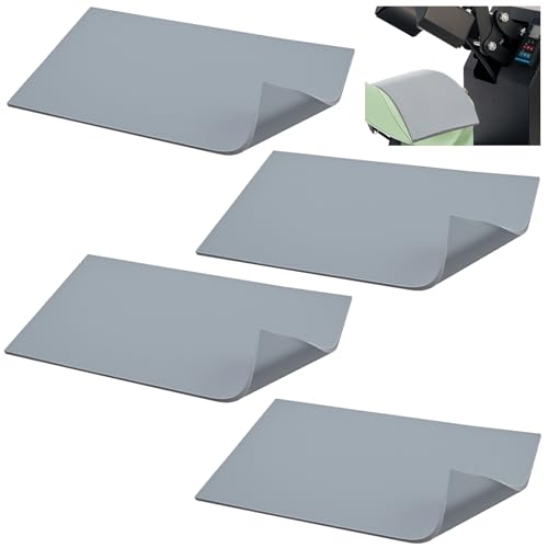 4 Pcs Double-Sided Silicone Pressing Sheets Heat Press Mat - Reusable & Cut-to-Fit Design, 1/8 inch x 4.3 inch x 8 inch Pad for Cap HTV and T-Shirt Vinyl Transfer (Gray)