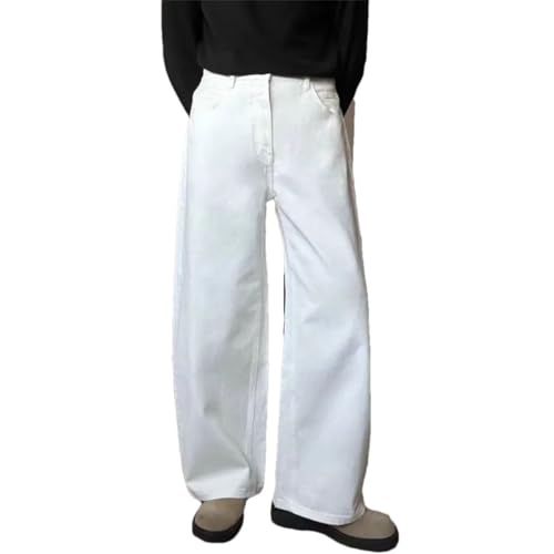 Men's Jeans Solid Color Simple Wide Leg Trousers Washing Cleanfit Straight Denim Pants