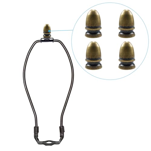 Image of ECUDIS Pack of 4 Solid Metal Lamp Finials Caps Knob for Lamp Shade Harp Holder (Antique Brass)