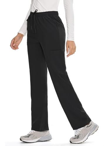 COZYFIT Straight Leg Scrub Pants for Women, Drawstring Soft Stretch, Anti-Wrinkle Women's Scrub Pants with 6 Pockets3