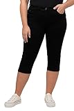 Sommerliche Caprilänge Ulla Popken Damen Caprijeans Basic Freizeithose, Schwarz, 46 EU