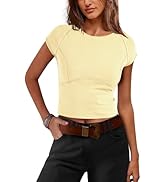 SENSERISE Womens Crop Tops Tight T Shirts Cap Sleeve Basic Tees Slim Fit Baby Tees Y2k Clothes Fa...