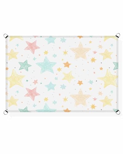 Stars Colorful Sun Sail Shades Rectangle Canopy,Sunlight Block Heavy Duty Curved Backyard Shade Cover,Waterproof Sun Shades for Patios Garden Outdoor,8'x10' Joyful Cartoon Minimalist Geometric Style