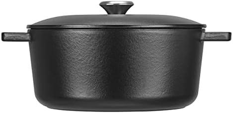 Fissler P506530 Cast Iron Round Casserole Dish with Self Basting Lid, 4.2 L, Dutch Oven for Stews, Baking Sourdough Bread, Slow Cooking, Oven and Induction Hob Safe, Stainless Steel Knob, 24 cm, Black