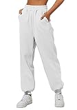 AUTOMET White Sweatpants Women Cinch Bottom Cute Lounge Pants Joggers High Waist Fall Athletic Pant...