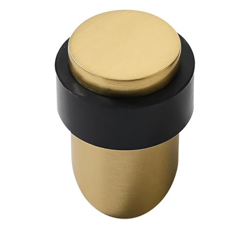KHTUMEWARE 4 Pack 2-1/2 in Floor Door Stopper,Satin Brass Door Stop,Wall Protector Commercial Door Bumper Wedge Decorative Cylindrical Install Door stoppers on the Floor