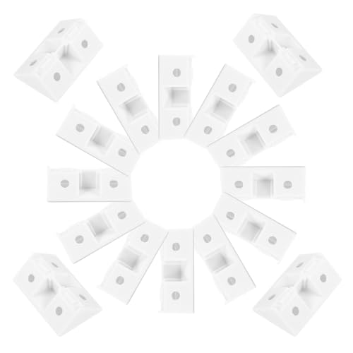 MAGICLULU 50セット ホワイト プラスチック L コーナーブレース 直角棚サポート カバー付き 頑丈な家具コネクタ キャビネット 本棚 間仕切り壁用