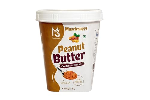 Image of Musclesupps Peanut Butter 1 Kg Cookies & Cream And Get Extra 1Kg Peanut Butter | High Protein Crunchy Peanut Spread With Cookie Chunks | Zero Trans Fat & Cholesterol | Rich In Healthy Fats & Fiber