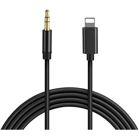 Aux Cable for iPhone in Car [1m] 3.5mm Jack Aux Cord for iPhone 11 Aux Lead for iPhone 13 Aux Cable for Headphones/Car Stereo/Speaker Compatible with iPhone X/XR/XS/11/12/13 - [3.3Ft] Black Cover
