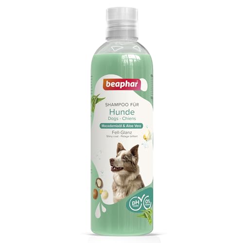 BEAPHAR - Hundeshampoo Fell-Glanz Für Hunde Aller Rassen - Hautfreundlich - Mit Macadamiaöl Und Aloe Vera - 0% Parabene - Frischer Duft - Vegan - 250 ml