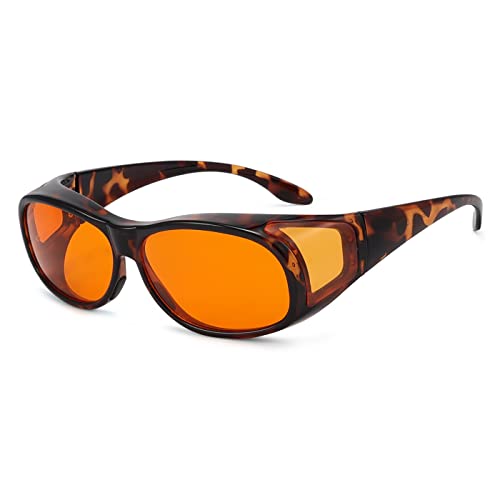 Eyekepper 100% Blue Light Reduction Fitover Glasses (Amber Lens, Tortoise)