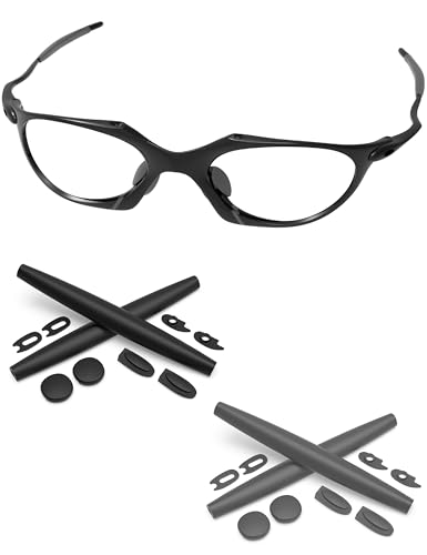 PapaViva 2 Pairs Replacement Rubber Kits Nose Pieces & Earsocks for Oakley Romeo 1 - Grey + Black