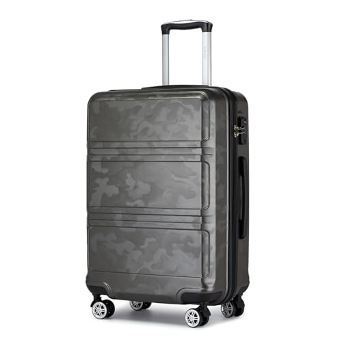 KONO Handgepäck Koffer Trolleys Leicht Hartschalenkoffer Reisekoffer mit 4 Rollen und TSA Schloss, 52x38x21cm, 36Liter, Zwillingsrollen Rollkoffer, ABS+PC Hartschale (Grau/Camouflage, M)