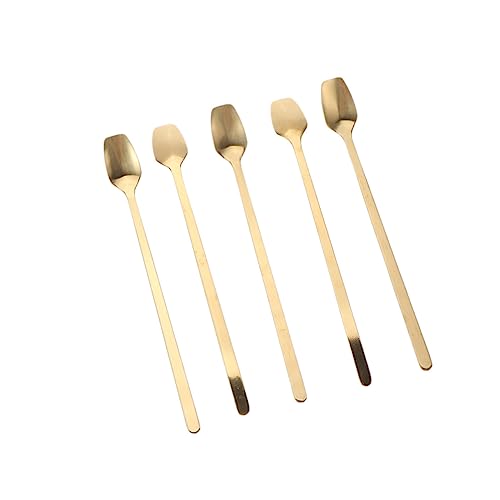 KICHOUSE Handle Square Stirring Spoon 5pcs Ice Spoon for Coffee Tea Dessert Bar Supplies