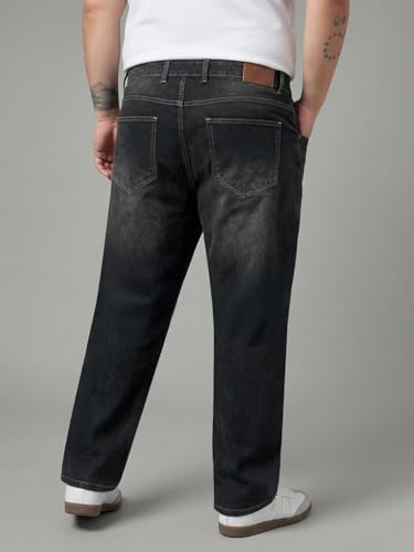 Image of Urbano Plus Men's Relaxed Fit Washed Denim Jeans Non-Stretchable
