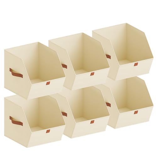 Homsorout Fabric Closet Storage Cubes - 6 Pack Square Storage Bins with Dual Handles for Clothes, Towels, Toys, Cube Storage Organizers for Bedroom,...