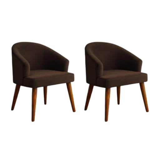 Image of WOODEN SPACE Velvetine Arm Chair for Living Room | Pure Sheesham Wood Legs & Premium Velvet Fabric | Vintage Accent Chair for Home & Office (Brown Pack of 2)