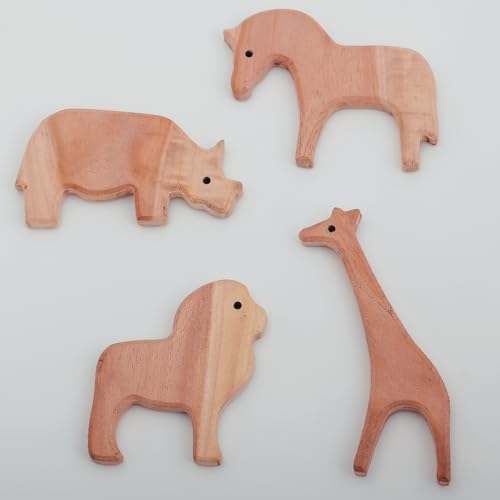 Image of Wooden Animal Teether - Natural Neem Wood, Chemical-Free, Eco-Friendly, Soothing Teething Relief for Babies - Handcrafted, Safe, and Non-Toxic